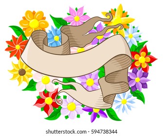 vector illustration of a banner with floral background