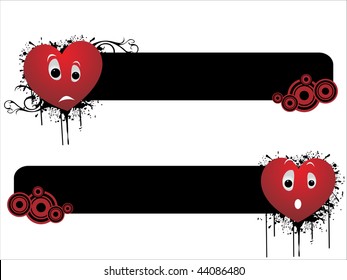 vector illustration of banner with grungy heart