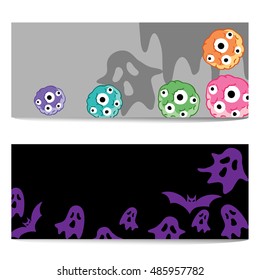 Vector illustration banner of Halloween cookie,ghost,bat.