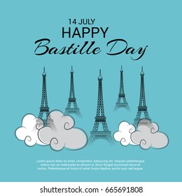 Vector illustration of a Banner for Happy Bastille Day.
