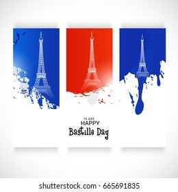 Vector illustration of a Banner for Happy Bastille Day.