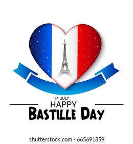 Vector illustration of a Banner for Happy Bastille Day.