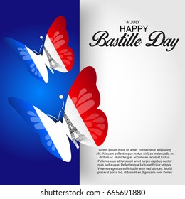 Vector illustration of a Banner for Happy Bastille Day.