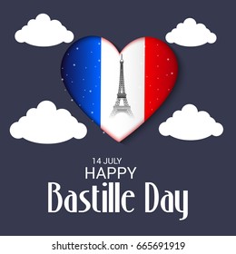 Vector illustration of a Banner for Happy Bastille Day.