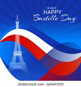 Vector illustration of a Banner for Happy Bastille Day.