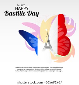 Vector illustration of a Banner for Happy Bastille Day.