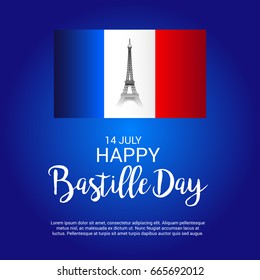 Vector illustration of a Banner for Happy Bastille Day.