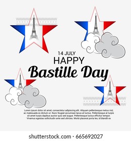 Vector illustration of a Banner for Happy Bastille Day.