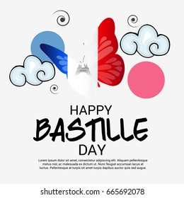 Vector illustration of a Banner for Happy Bastille Day.