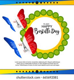 Vector illustration of a Banner for Happy Bastille Day.