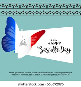 Vector illustration of a Banner for Happy Bastille Day.