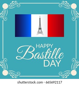 Vector illustration of a Banner for Happy Bastille Day.