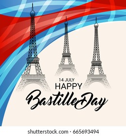 Vector illustration of a Banner for Happy Bastille Day.