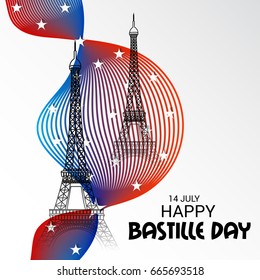 Vector illustration of a Banner for Happy Bastille Day.