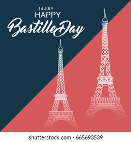 Vector illustration of a Banner for Happy Bastille Day.