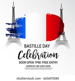 Vector illustration of a Banner for Happy Bastille Day.