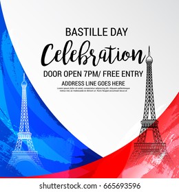 Vector illustration of a Banner for Happy Bastille Day.