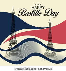 Vector illustration of a Banner for Happy Bastille Day.