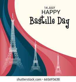 Vector illustration of a Banner for Happy Bastille Day.
