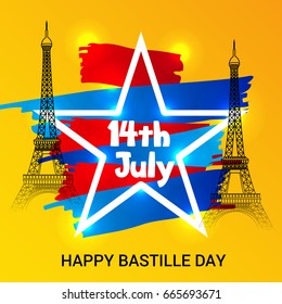 Vector illustration of a Banner for Happy Bastille Day.