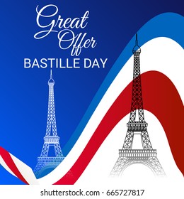 Vector illustration of a Banner for Happy Bastille Day.
