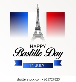 Vector illustration of a Banner for Happy Bastille Day.