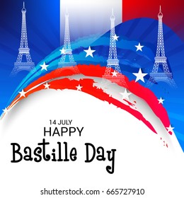 Vector illustration of a Banner for Happy Bastille Day.