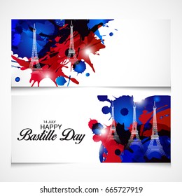 Vector illustration of a Banner for Happy Bastille Day.