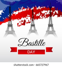 Vector illustration of a Banner for Happy Bastille Day.