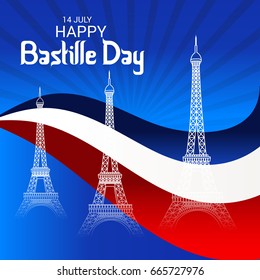 Vector illustration of a Banner for Happy Bastille Day.