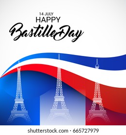 Vector illustration of a Banner for Happy Bastille Day.