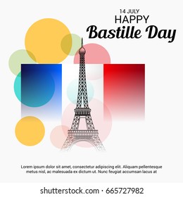 Vector illustration of a Banner for Happy Bastille Day.