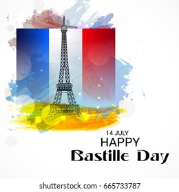 Vector illustration of a Banner for Happy Bastille Day.