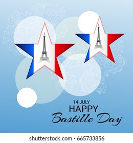 Vector illustration of a Banner for Happy Bastille Day.