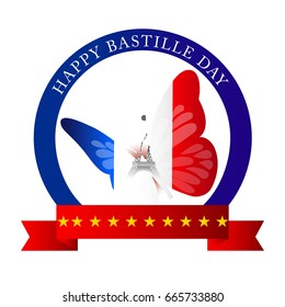 Vector illustration of a Banner for Happy Bastille Day.