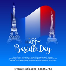 Vector illustration of a Banner for Happy Bastille Day.