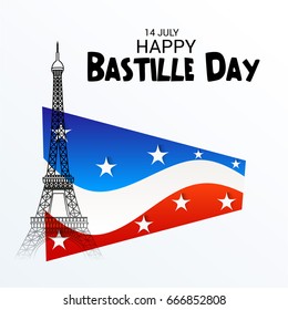 Vector illustration of a Banner for Happy Bastille Day.