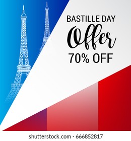 Vector illustration of a Banner for Happy Bastille Day.