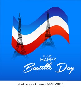 Vector illustration of a Banner for Happy Bastille Day.