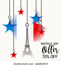 Vector illustration of a Banner for Happy Bastille Day.