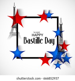 Vector illustration of a Banner for Happy Bastille Day.