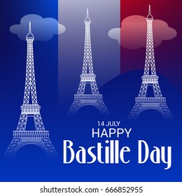 Vector illustration of a Banner for Happy Bastille Day.