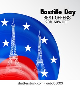 Vector illustration of a Banner for Happy Bastille Day.