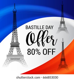 Vector illustration of a Banner for Happy Bastille Day.