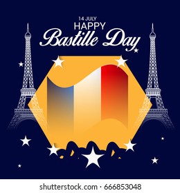 Vector illustration of a Banner for Happy Bastille Day.