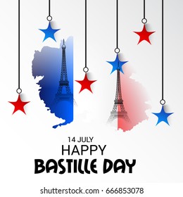 Vector illustration of a Banner for Happy Bastille Day.