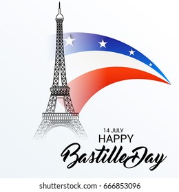 Vector illustration of a Banner for Happy Bastille Day.