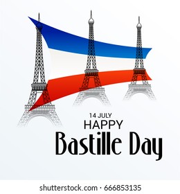 Vector illustration of a Banner for Happy Bastille Day.