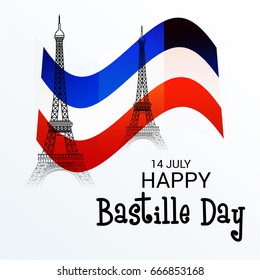 Vector illustration of a Banner for Happy Bastille Day.