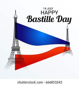 Vector illustration of a Banner for Happy Bastille Day.